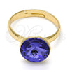 Anillo Multi Piedra 01.239.0001.8 Oro Laminado, con Tanzanite Swarovski Elements, Pulido, Tono Dorado (One size fits all)