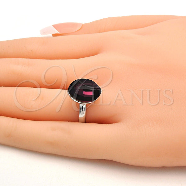 Anillo Multi Piedra 01.239.0008.3 Rodio Laminado, con Swarovski Elements Amethyst, Pulido, Rodinado (Talla Unica)