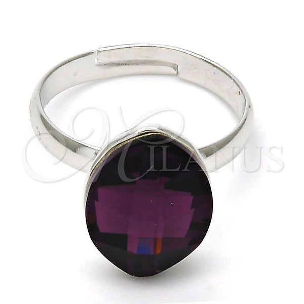 Anillo Multi Piedra 01.239.0008.3 Rodio Laminado, con Swarovski Elements Amethyst, Pulido, Rodinado (Talla Unica)