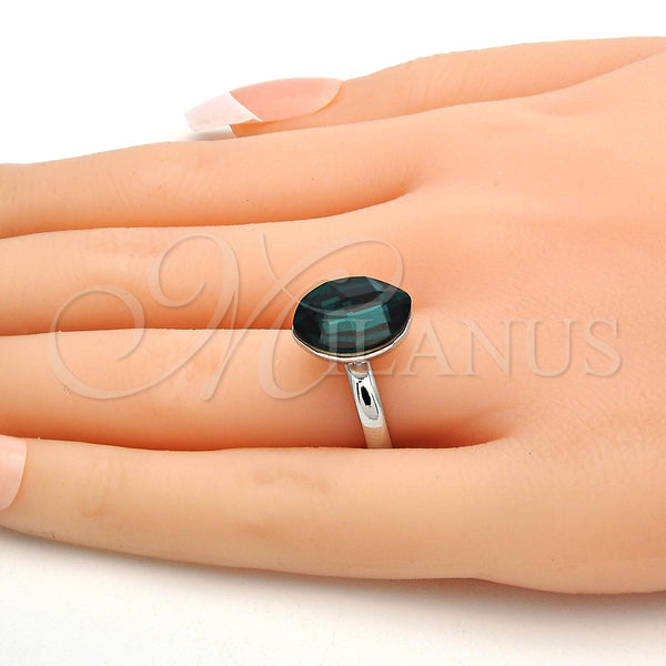 Anillo Multi Piedra 01.239.0008.4 Rodio Laminado, con Swarovski Elements Emerald, Pulido, Rodinado (Talla Unica)