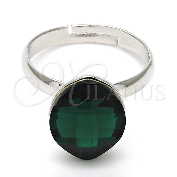 Anillo Multi Piedra 01.239.0008.4 Rodio Laminado, con Swarovski Elements Emerald, Pulido, Rodinado (Talla Unica)