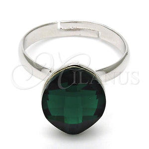 Anillo Multi Piedra 01.239.0008.4 Rodio Laminado, con Swarovski Elements Emerald, Pulido, Rodinado (Talla Unica)