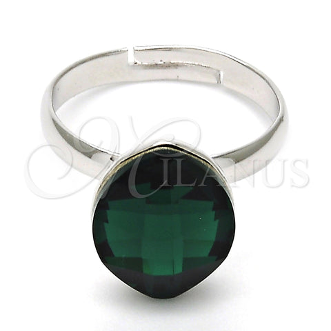 Anillo Multi Piedra 01.239.0008.4 Rodio Laminado, con Swarovski Elements Emerald, Pulido, Rodinado (Talla Unica)