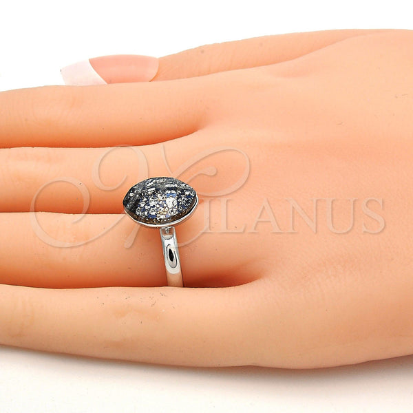 Anillo Multi Piedra 01.239.0008.5 Rodio Laminado, con Swarovski Elements Crystal Black Patina, Pulido, Rodinado (Talla Unica)