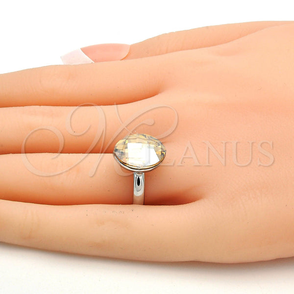 Anillo Multi Piedra 01.239.0008.6 Rodio Laminado, con Swarovski Elements Golden Shadow, Pulido, Rodinado (Talla Unica)