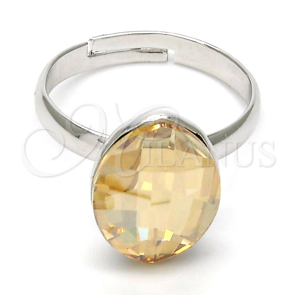 Anillo Multi Piedra 01.239.0008.6 Rodio Laminado, con Swarovski Elements Golden Shadow, Pulido, Rodinado (Talla Unica)