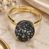 Anillo Multi Piedra 01.239.0008.8 Oro Laminado, con Swarovski Elements Crystal Black Patina, Pulido, Tono Dorado (Talla Unica)