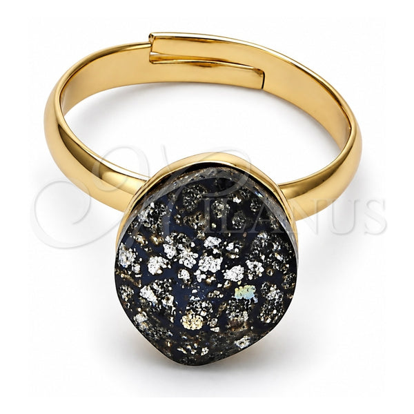 Anillo Multi Piedra 01.239.0008.8 Oro Laminado, con Swarovski Elements Crystal Black Patina, Pulido, Tono Dorado (Talla Unica)