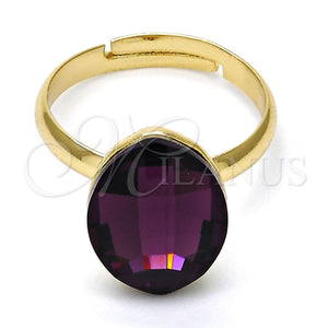 Anillo Multi Piedra 01.239.0008.11 Oro Laminado, con Amethyst Swarovski Elements, Pulido, Tono Dorado (One size fits all)