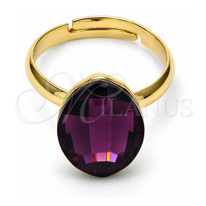 Anillo Multi Piedra 01.239.0008.11 Oro Laminado, con Swarovski Elements Amethyst, Pulido, Tono Dorado (Talla Unica)