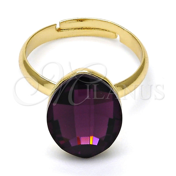 Anillo Multi Piedra 01.239.0008.11 Oro Laminado, con Amethyst Swarovski Elements, Pulido, Tono Dorado (One size fits all)