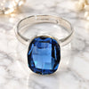 Anillo Multi Piedra 01.239.0011.1 Oro Laminado Blanco, con Swarovski Elements Denin Blue, Pulido, Rodinado (Talla Unica)