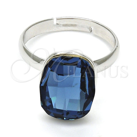 Anillo Multi Piedra 01.239.0011.1 Rodio Laminado, con Denin Blue Swarovski Elements, Pulido, Rodinado (One size fits all)