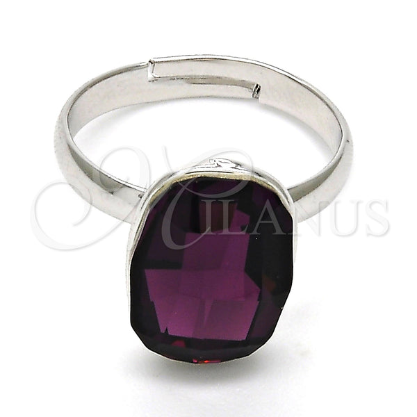 Anillo Multi Piedra 01.239.0011.2 Rodio Laminado, con Swarovski Elements Amethyst, Pulido, Rodinado (Talla Unica)