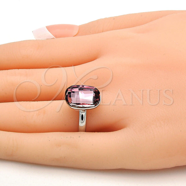 Anillo Multi Piedra 01.239.0011.3 Rodio Laminado, con Swarovski Elements Antique Pink, Pulido, Rodinado (Talla Unica)