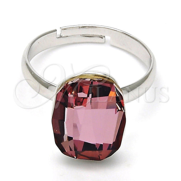 Anillo Multi Piedra 01.239.0011.3 Rodio Laminado, con Swarovski Elements Antique Pink, Pulido, Rodinado (Talla Unica)