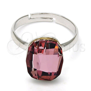 Anillo Multi Piedra 01.239.0011.3 Rodio Laminado, con Swarovski Elements Antique Pink, Pulido, Rodinado (Talla Unica)