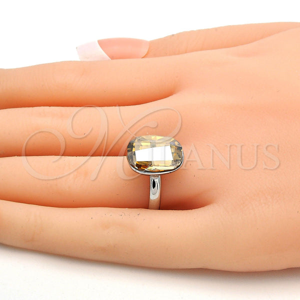 Anillo Multi Piedra 01.239.0011.4 Rodio Laminado, con Swarovski Elements Golden Shadow, Pulido, Rodinado (Talla Unica)