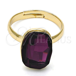 Anillo Multi Piedra 01.239.0011.8 Oro Laminado, con Amethyst Swarovski Elements, Pulido, Tono Dorado (One size fits all)