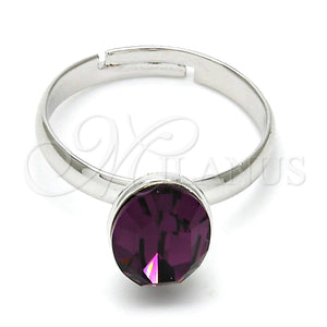 Anillo Multi Piedra 01.239.0004.2 Rodio Laminado, con Swarovski Elements Amethyst, Pulido, Rodinado (Talla Unica)