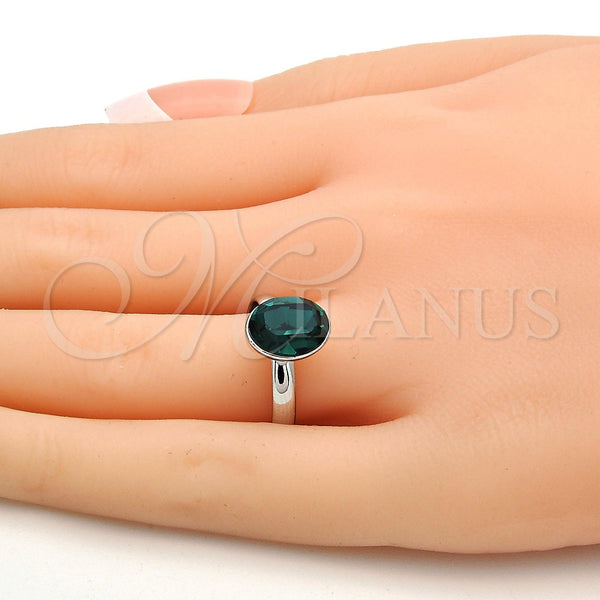 Anillo Multi Piedra 01.239.0004.3 Rodio Laminado, con Swarovski Elements Emerald, Pulido, Rodinado (Talla Unica)