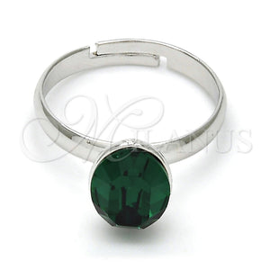Anillo Multi Piedra 01.239.0004.3 Rodio Laminado, con Swarovski Elements Emerald, Pulido, Rodinado (Talla Unica)