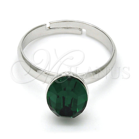 Anillo Multi Piedra 01.239.0004.3 Rodio Laminado, con Swarovski Elements Emerald, Pulido, Rodinado (Talla Unica)