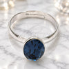 Anillo Multi Piedra 01.239.0004.4 Oro Laminado Blanco, con Swarovski Elements Montana, Pulido, Rodinado (Talla Unica)