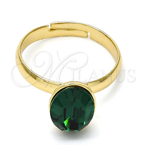 Anillo Multi Piedra 01.239.0004.6 Oro Laminado, con Emerald Swarovski Elements, Pulido, Tono Dorado (One size fits all)