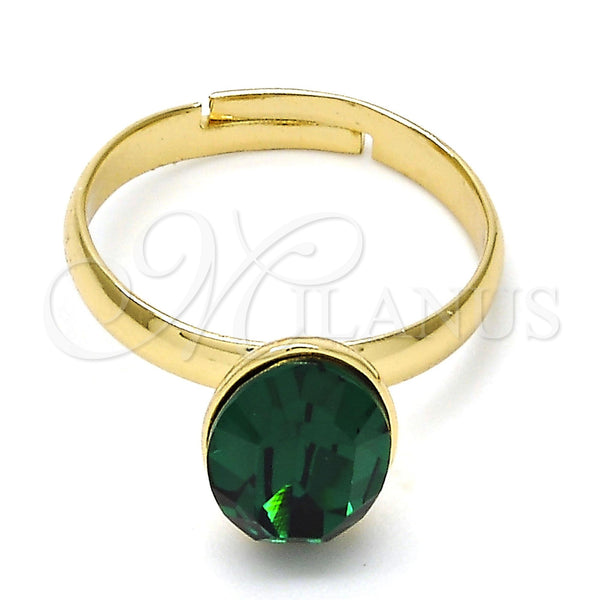 Anillo Multi Piedra 01.239.0004.6 Oro Laminado, con Emerald Swarovski Elements, Pulido, Tono Dorado (One size fits all)