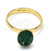 Anillo Multi Piedra 01.239.0004.6 Oro Laminado, con Emerald Swarovski Elements, Pulido, Tono Dorado (One size fits all)