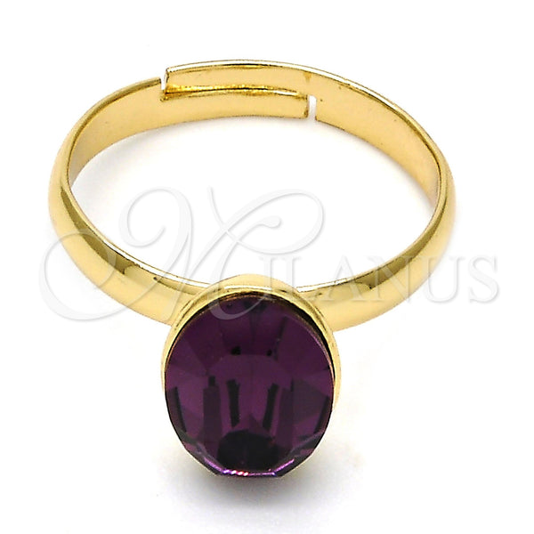 Anillo Multi Piedra 01.239.0004.7 Oro Laminado, con Amethyst Zirconia Cubica, Pulido, Tono Dorado (One size fits all)