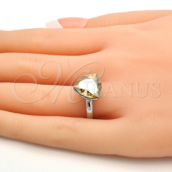Anillo Multi Piedra 01.239.0005.1 Rodio Laminado, con Swarovski Elements Golden Shadow, Pulido, Rodinado (Talla Unica)