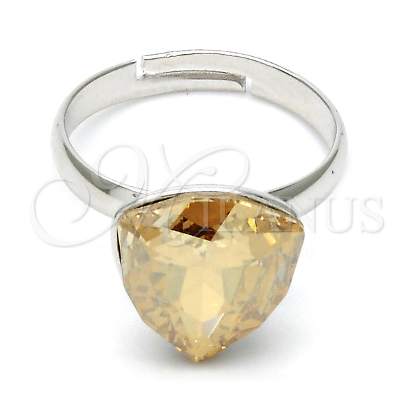 Anillo Multi Piedra 01.239.0005.1 Rodio Laminado, con Swarovski Elements Golden Shadow, Pulido, Rodinado (Talla Unica)