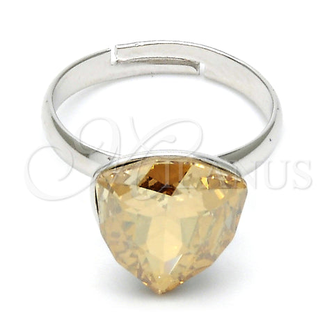 Anillo Multi Piedra 01.239.0005.1 Rodio Laminado, con Swarovski Elements Golden Shadow, Pulido, Rodinado (Talla Unica)