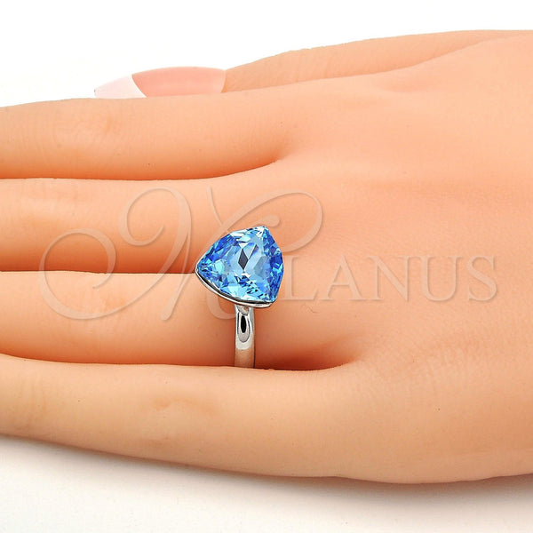 Anillo Multi Piedra 01.239.0005.2 Rodio Laminado, con Swarovski Elements Aquamarine, Pulido, Rodinado (Talla Unica)