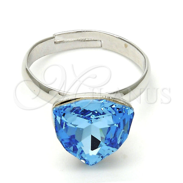 Anillo Multi Piedra 01.239.0005.2 Rodio Laminado, con Swarovski Elements Aquamarine, Pulido, Rodinado (Talla Unica)