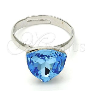 Anillo Multi Piedra 01.239.0005.2 Rodio Laminado, con Swarovski Elements Aquamarine, Pulido, Rodinado (Talla Unica)