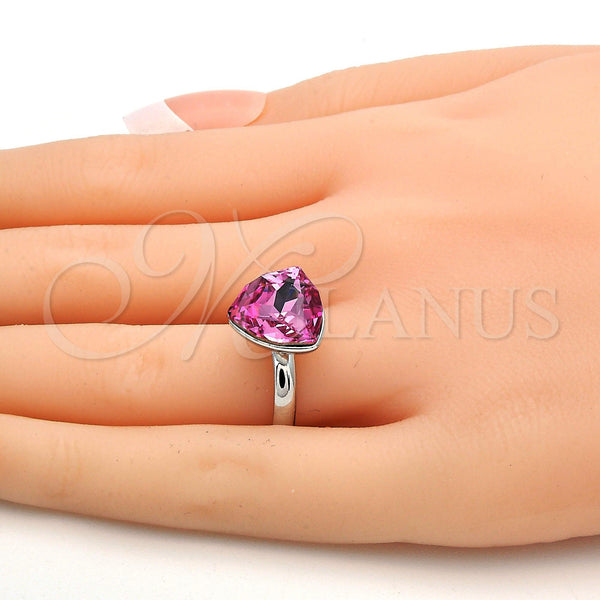 Anillo Multi Piedra 01.239.0005.3 Rodio Laminado, con Swarovski Elements Rose, Pulido, Rodinado (Talla Unica)
