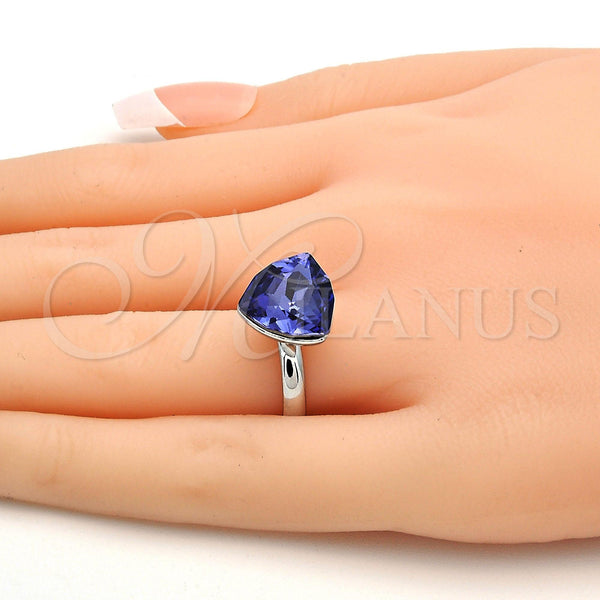 Anillo Multi Piedra 01.239.0005.4 Rodio Laminado, con Swarovski Elements Tanzanite, Pulido, Rodinado (Talla Unica)