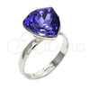 Anillo Multi Piedra 01.239.0005.4 Oro Laminado Blanco, con Swarovski Elements Tanzanite, Pulido, Rodinado (Talla Unica)