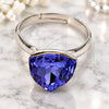 Anillo Multi Piedra 01.239.0005.4 Oro Laminado Blanco, con Swarovski Elements Tanzanite, Pulido, Rodinado (Talla Unica)