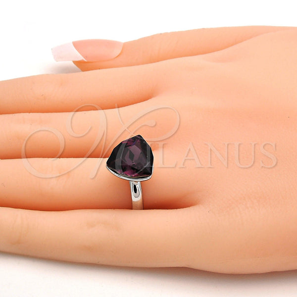 Anillo Multi Piedra 01.239.0005.5 Rodio Laminado, con Swarovski Elements Amethyst, Pulido, Rodinado (Talla Unica)