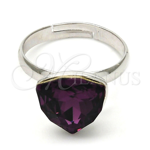 Anillo Multi Piedra 01.239.0005.5 Rodio Laminado, con Swarovski Elements Amethyst, Pulido, Rodinado (Talla Unica)