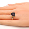 Anillo Multi Piedra 01.239.0005.6 Oro Laminado, con Amethyst Swarovski Elements, Pulido, Tono Dorado (One size fits all)