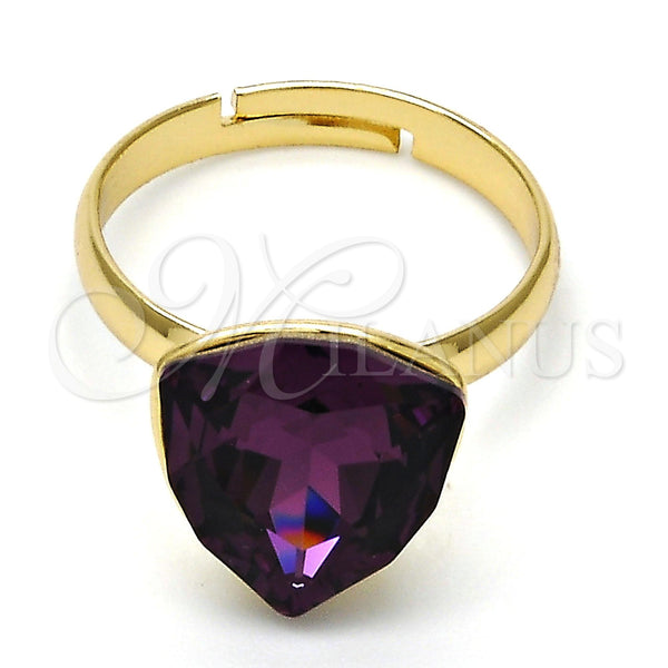 Anillo Multi Piedra 01.239.0005.6 Oro Laminado, con Amethyst Swarovski Elements, Pulido, Tono Dorado (One size fits all)