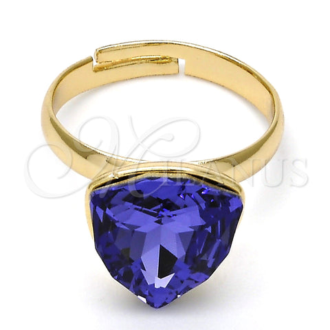 Anillo Multi Piedra 01.239.0005.7 Oro Laminado, con Tanzanite Swarovski Elements, Pulido, Tono Dorado (One size fits all)