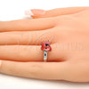 Anillo Multi Piedra 01.239.0007.4 Rodio Laminado, Diseño de Mariposa, con Swarovski Elements Rose Peach, Pulido, Rodinado (Talla Unica)