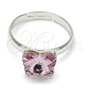 Anillo Multi Piedra 01.239.0007.5 Rodio Laminado, Diseño de Mariposa, con Swarovski Elements Rosaline, Pulido, Rodinado (Talla Unica)