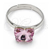 Anillo Multi Piedra 01.239.0007.5 Oro Laminado Blanco, Diseño de Mariposa, con Swarovski Elements Rosaline, Pulido, Rodinado (Talla Unica)